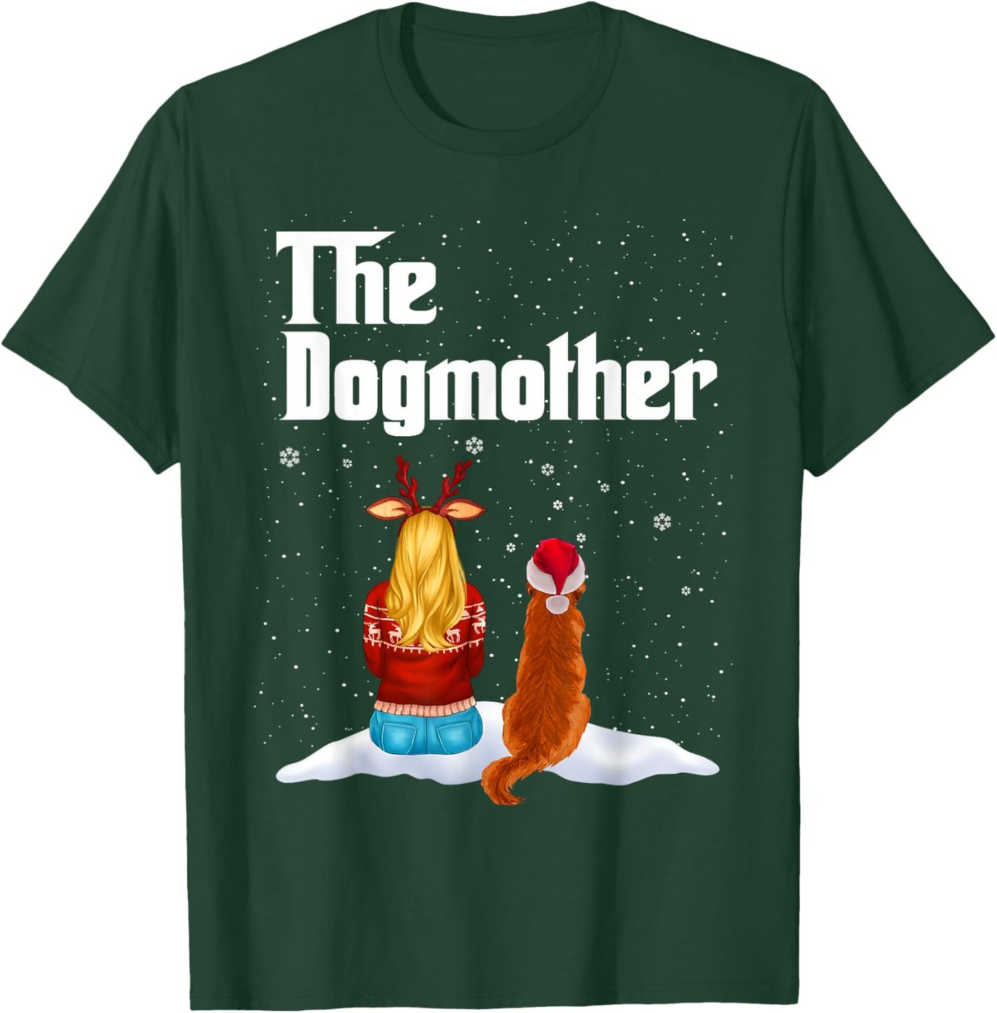 The Dogmother Golden Retriever Dog Mom Christmas Puppy Xmas T-Shirt - T-Shirt | Forest