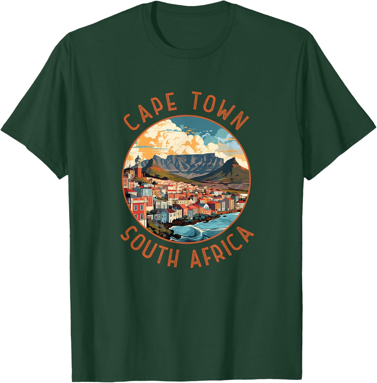 Cape Town South Africa Retro Distressed Circle Travel T-Shirt - T-Shirt | Forest