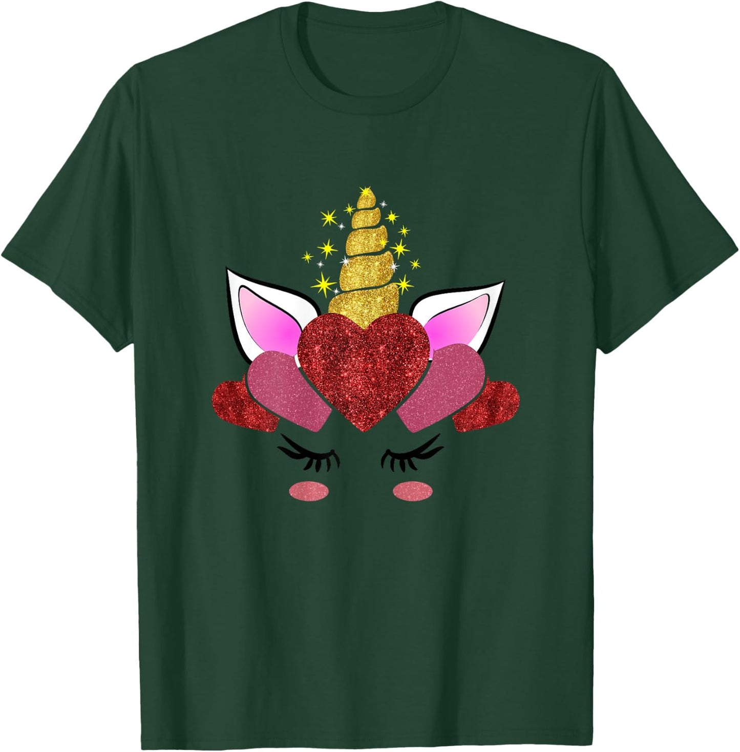 Cute Valentine's Day Gifts Girlfriend Unicorn Hearts T-Shirt - T-Shirt | Forest