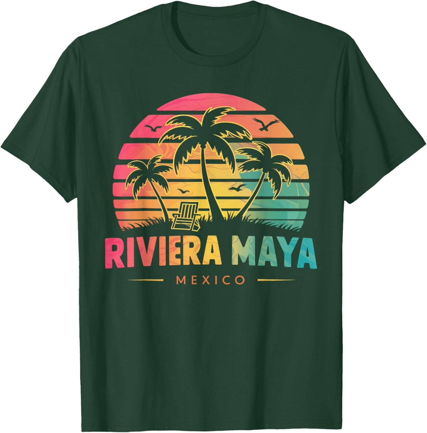 Riviera Maya Mexico Tropical Sunset beach Souvenir Vacation Men Women Kids T-Shirt - T-Shirt | Forest