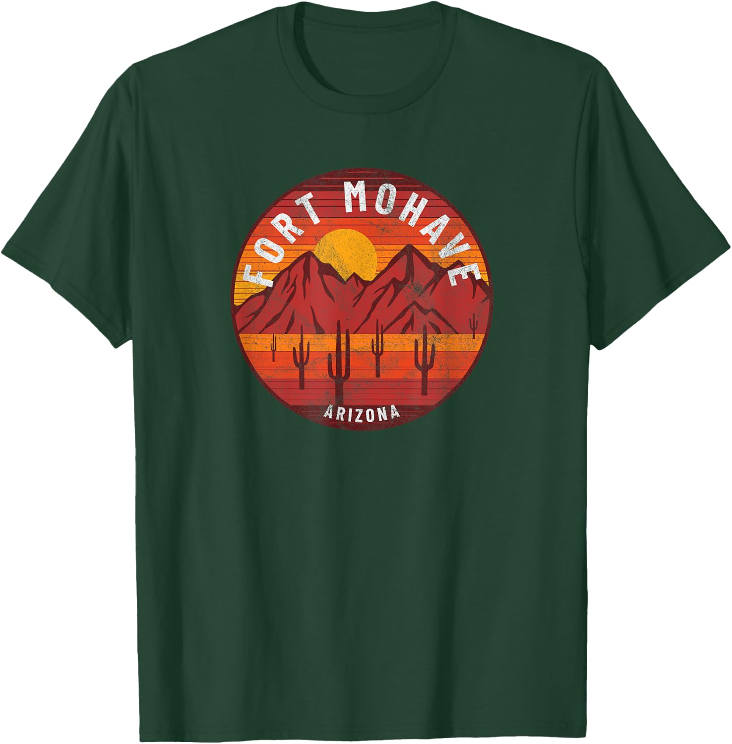 Fort Mohave Arizona Vintage Cactus Sunset Desert Landscape T-Shirt - T-Shirt | Forest