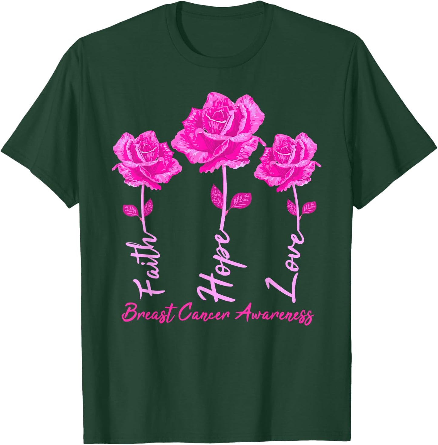 Faith Hope Love Men Pink Tulips Flowers T-Shirt - T-Shirt | Forest