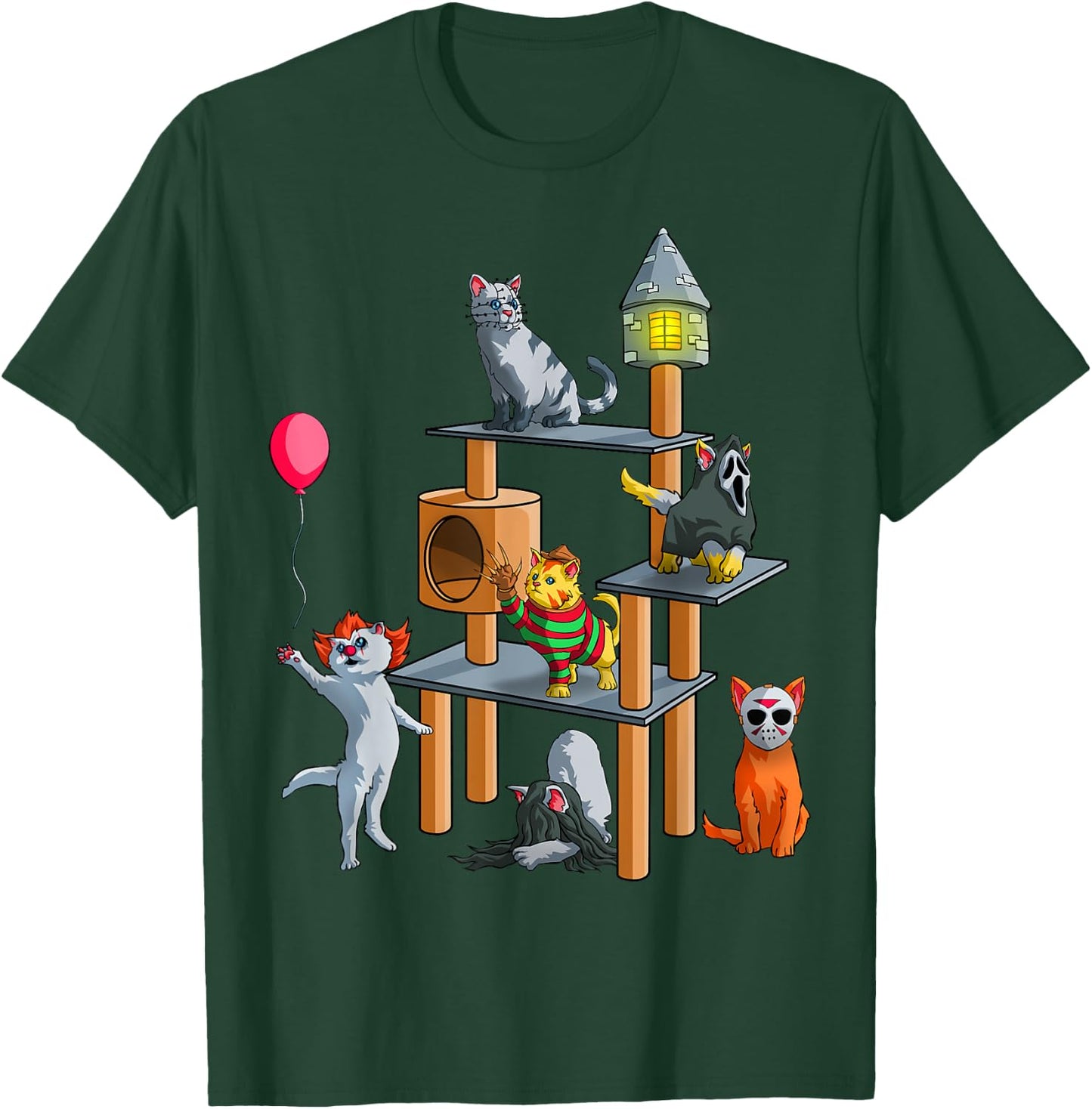 Funny Cat Horror Movies Cute Halloween for Cat Kitty Lovers T-Shirt - T-Shirt | Forest