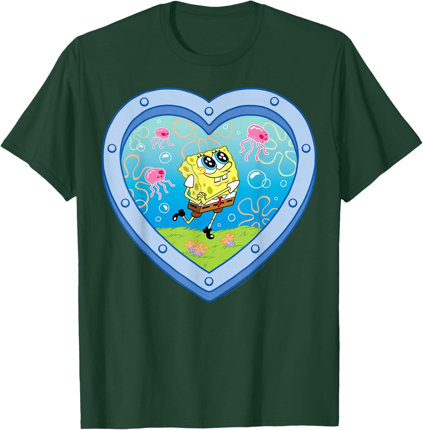 SpongeBob SquarePants - Smiling with Jellyfish Heart Window T-Shirt - T-Shirt | Forest