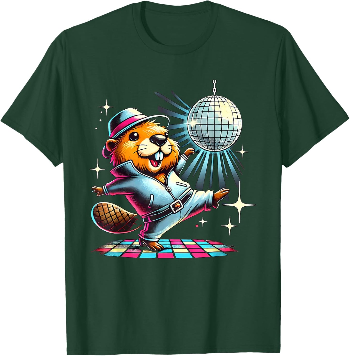 Aesthetic Beaver Dancing Disco T-Shirt - T-Shirt | Forest