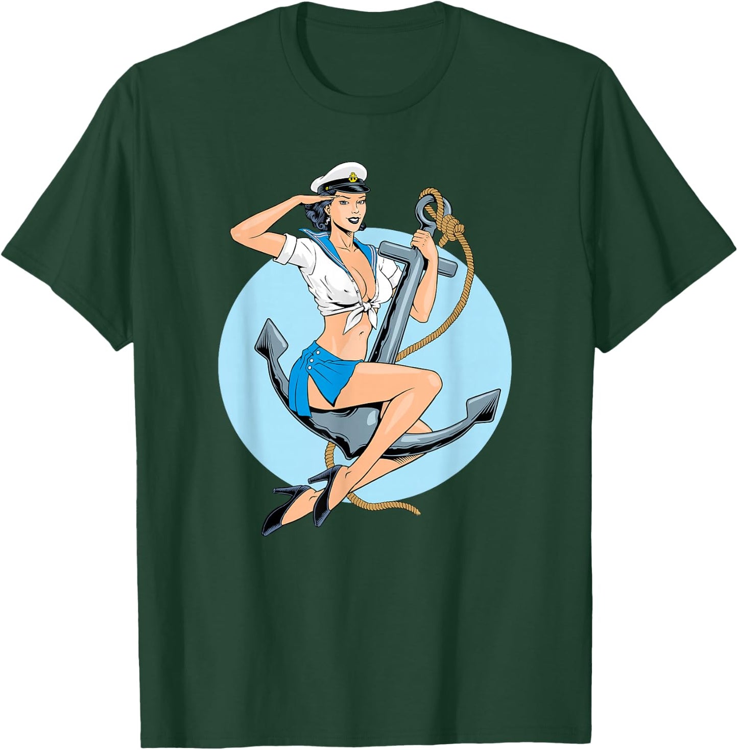 Retro Pin-Up Girl Anchor America Art Vintage Nostalgia T-Shirt - T-Shirt | Forest