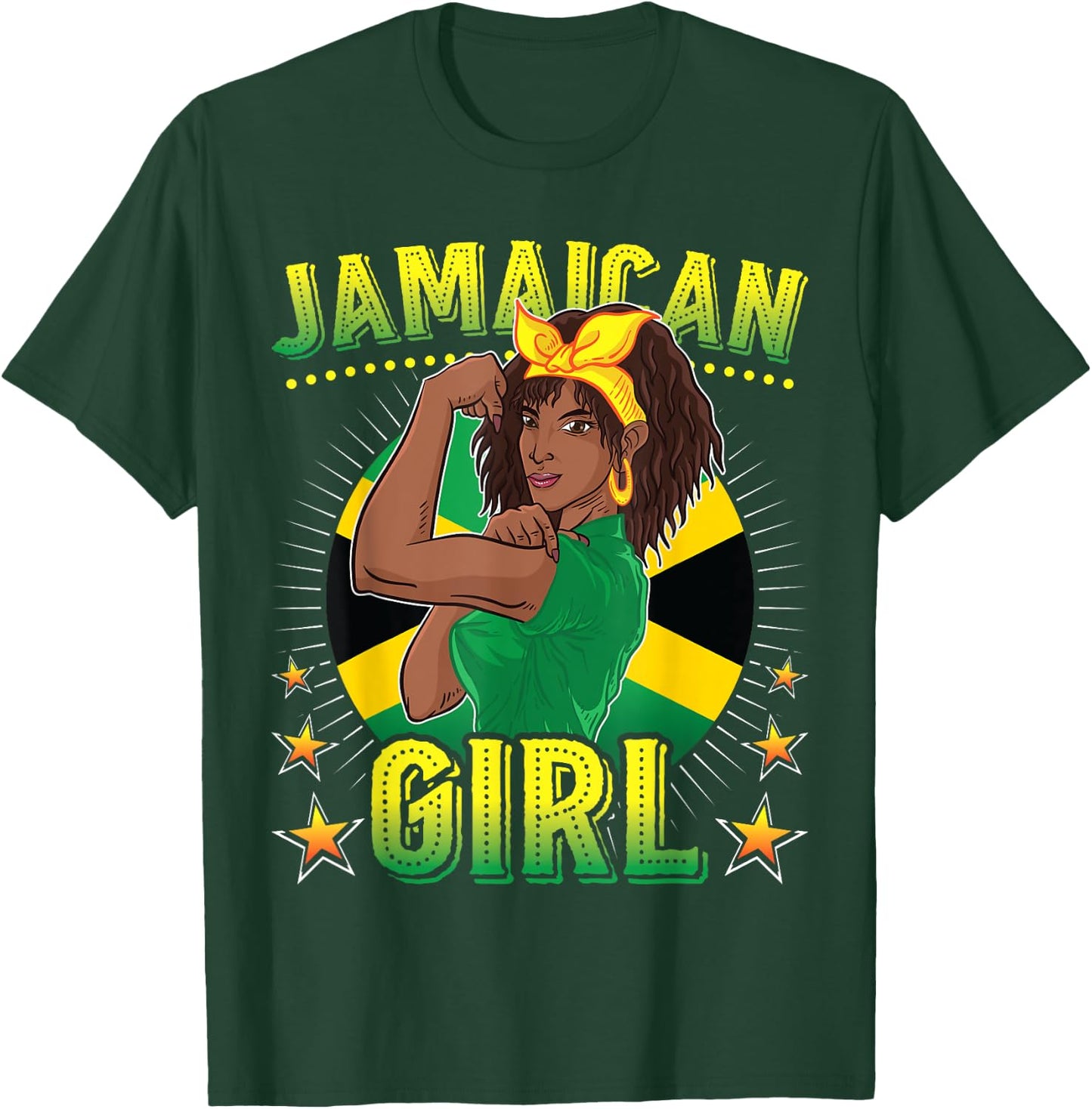 Jamaican Girl Queen Empress Rastafari Reggae Jamaica Flag T-Shirt - T-Shirt | Forest