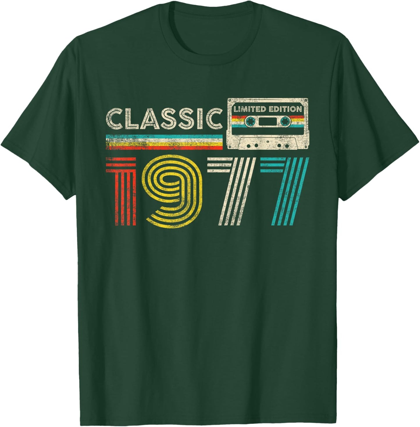 Classic 1977 Vintage 1977 Cassette Tape Men Women Birthday T-Shirt - T-Shirt | Forest