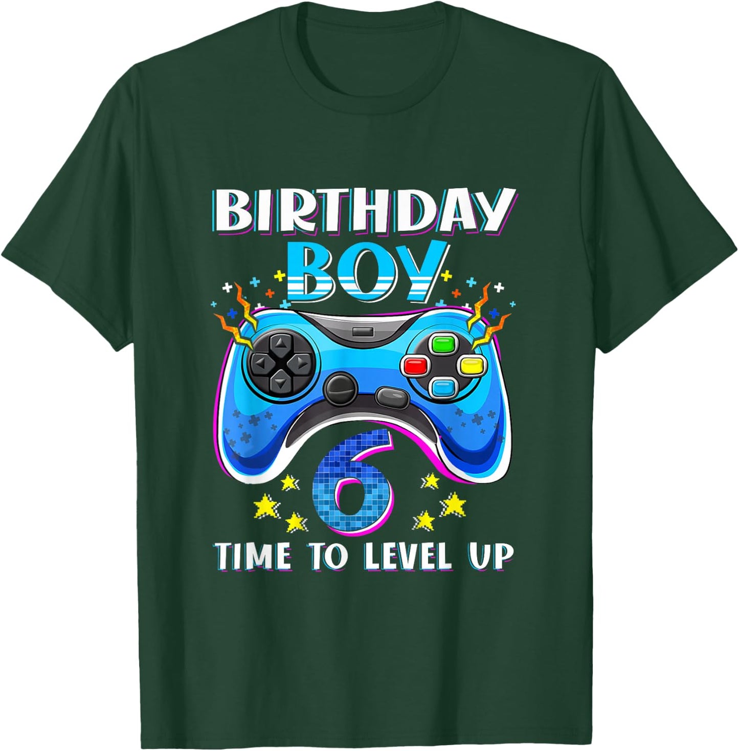 Birthday Boy Time To Level Up Gamer Video Game 6 Years Old T-Shirt - T-Shirt | Forest