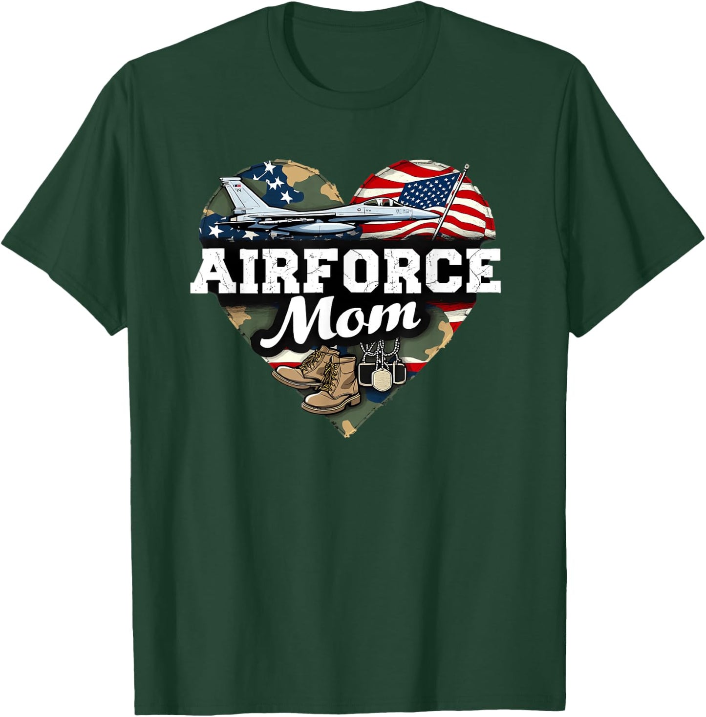Air Force Mom Patriotic American Flag T-Shirt - T-Shirt | Forest