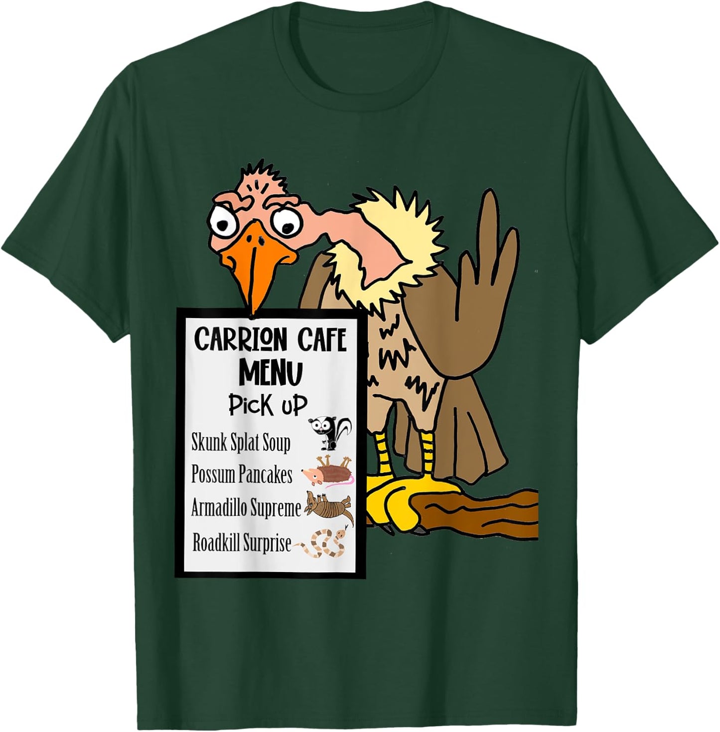 Smileteesfunny Funny Buzzard with Road-kill Menu T-Shirt - T-Shirt | Forest