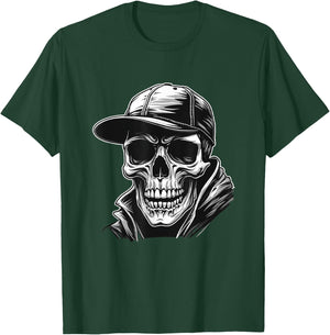 Rocker Skeleton Cap Skater Cool Halloween Punk Rock Men Boys T-Shirt - T-Shirt | Forest