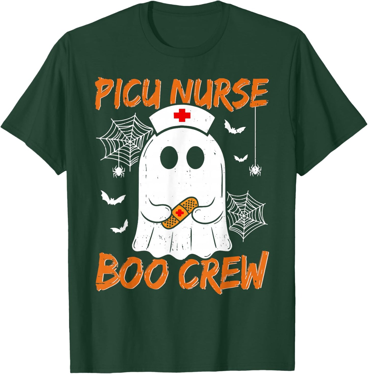 Groovy PICU Nurse Boo Crew Nurse Funny Ghost Halloween Nurse T-Shirt - T-Shirt | Forest