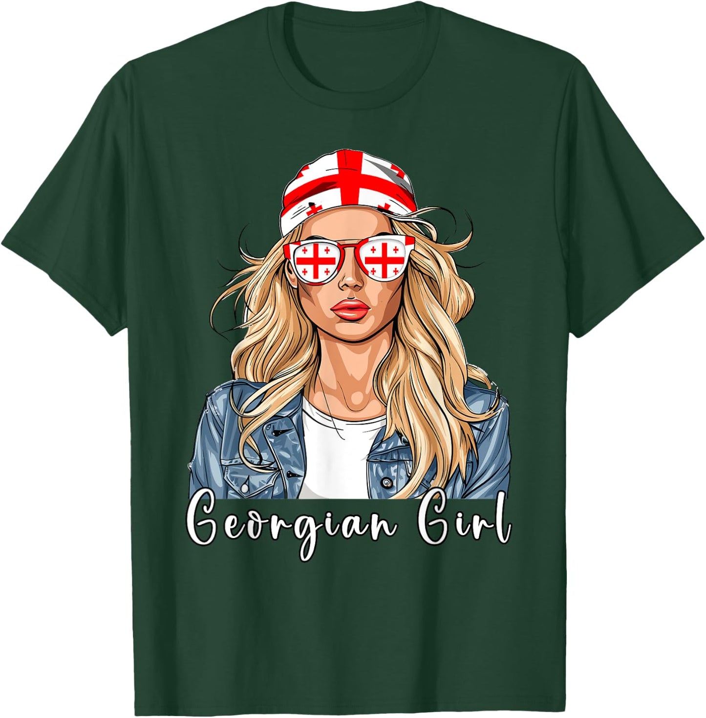 Georgian Flag Souvenirs Woman Girl Products Georgia T-Shirt - T-Shirt | Forest