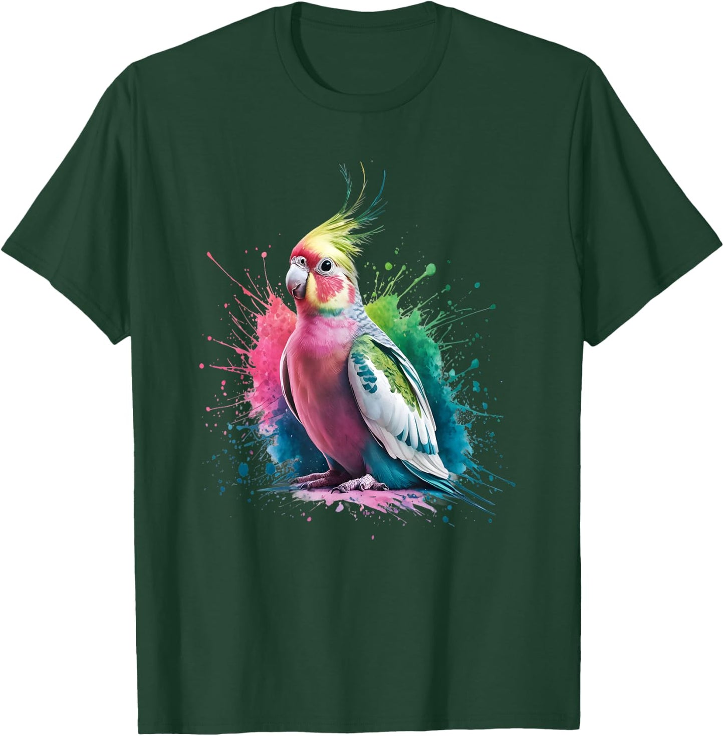 Cockatiel Men Woman Colorful Watercolor Cockatiel T-Shirt - T-Shirt | Forest