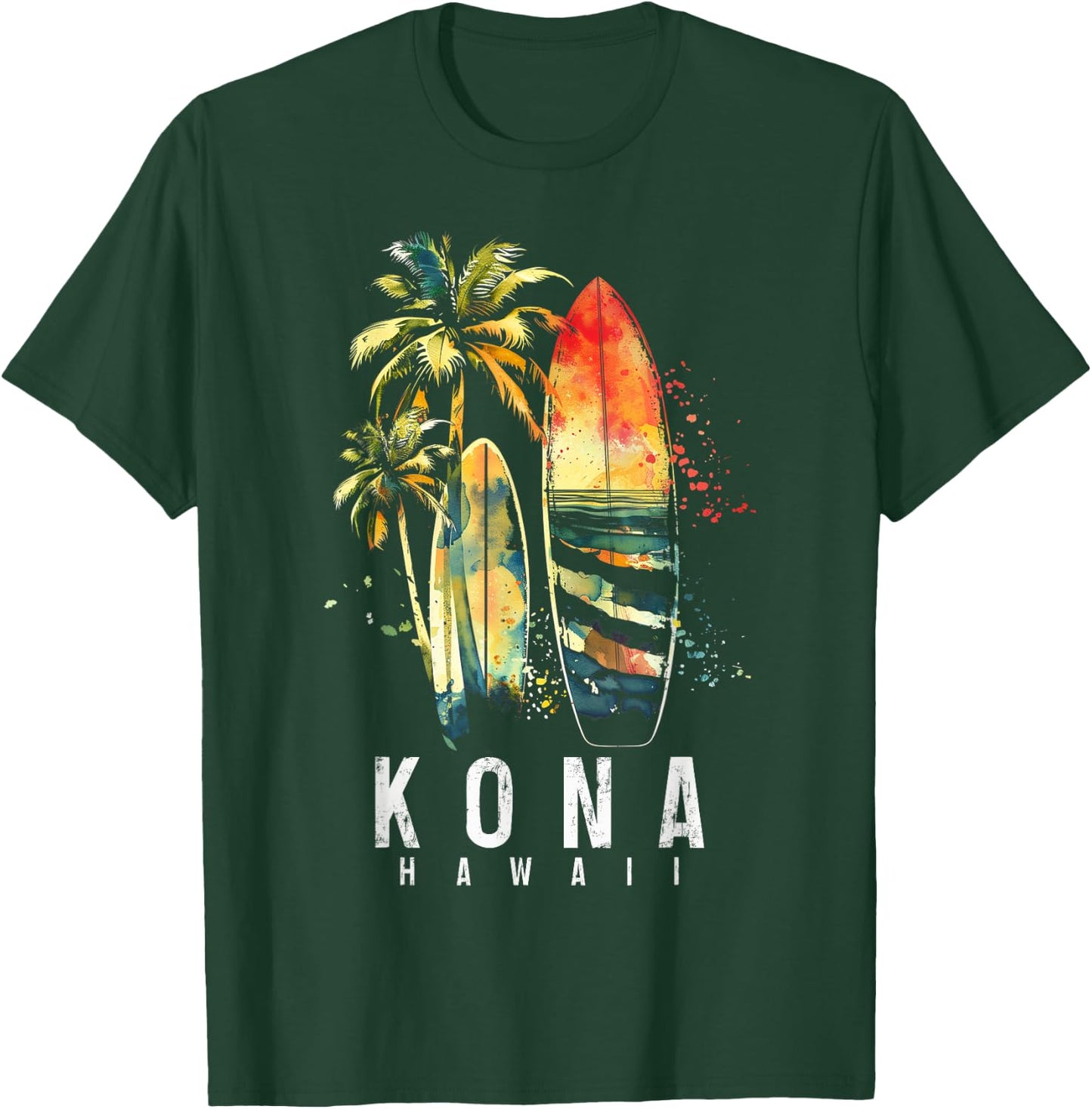 Kona Hawaii Hawaiian Surf Vintage Surfing Surfer T-Shirt - T-Shirt | Forest