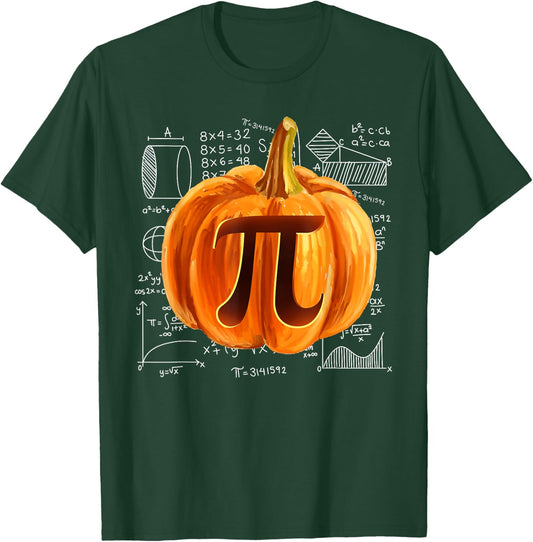 Funny Pumpkin Pie Halloween Thanksgiving Math Teacher Pi Day T-Shirt - T-Shirt | Forest