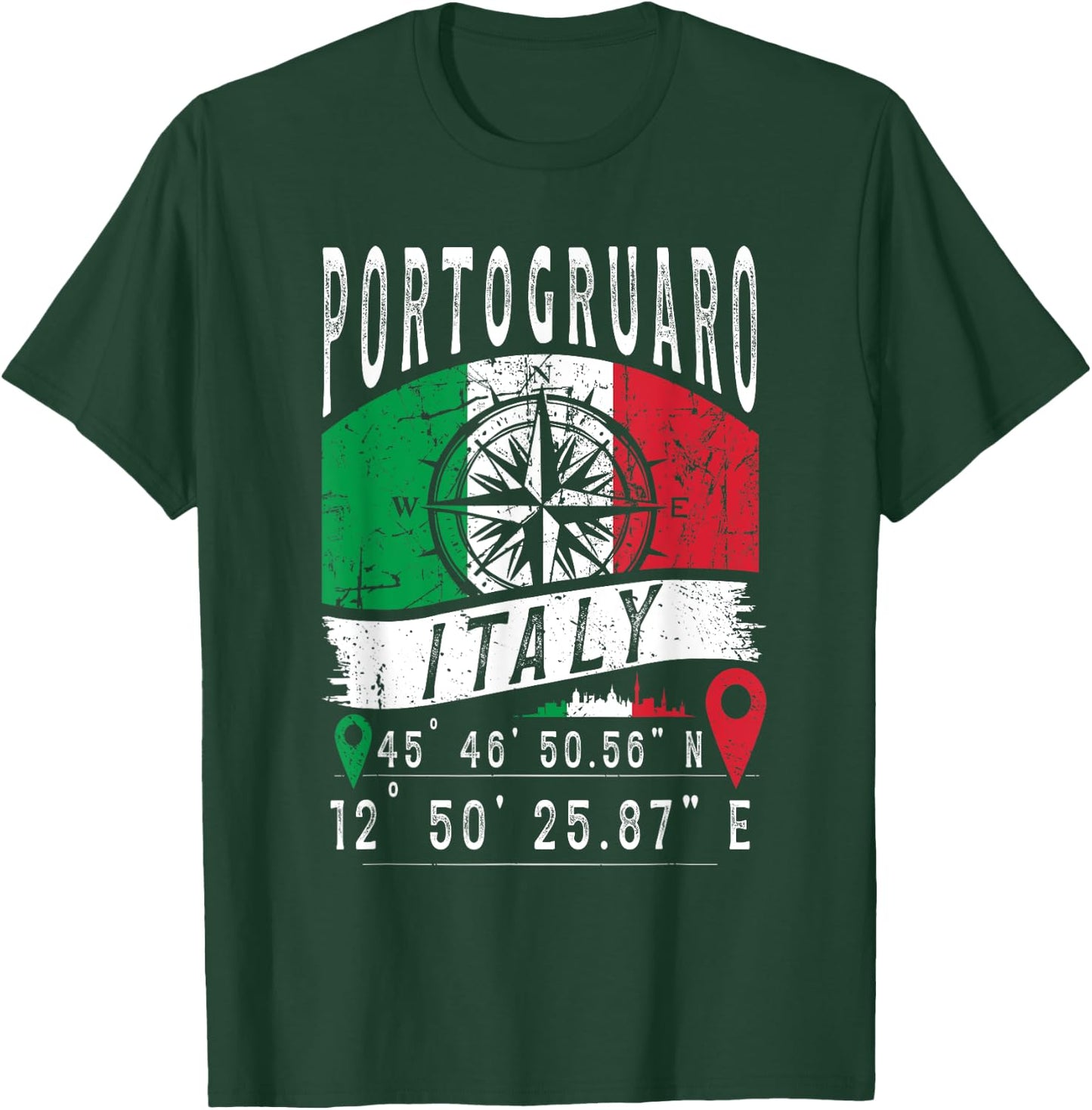 Portogruaro Italy Flag Italia GPS Coordinates Of Portogruaro T-Shirt - T-Shirt | Forest
