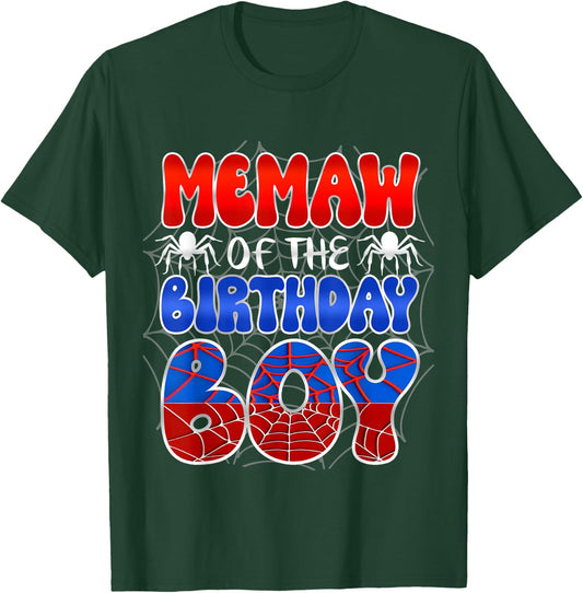 Memaw grandma Of The Birthday Boy Spider Web Family Matching T-Shirt - T-Shirt | Forest