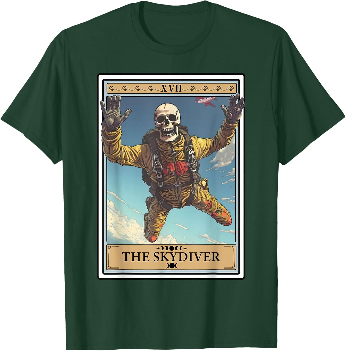 Skydiver Skydiving Tarot Card Skeleton Parachuting Funny T-Shirt - T-Shirt | Forest
