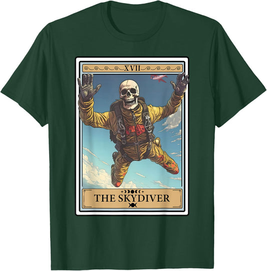 Skydiver Skydiving Tarot Card Skeleton Parachuting Funny T-Shirt - T-Shirt | Forest