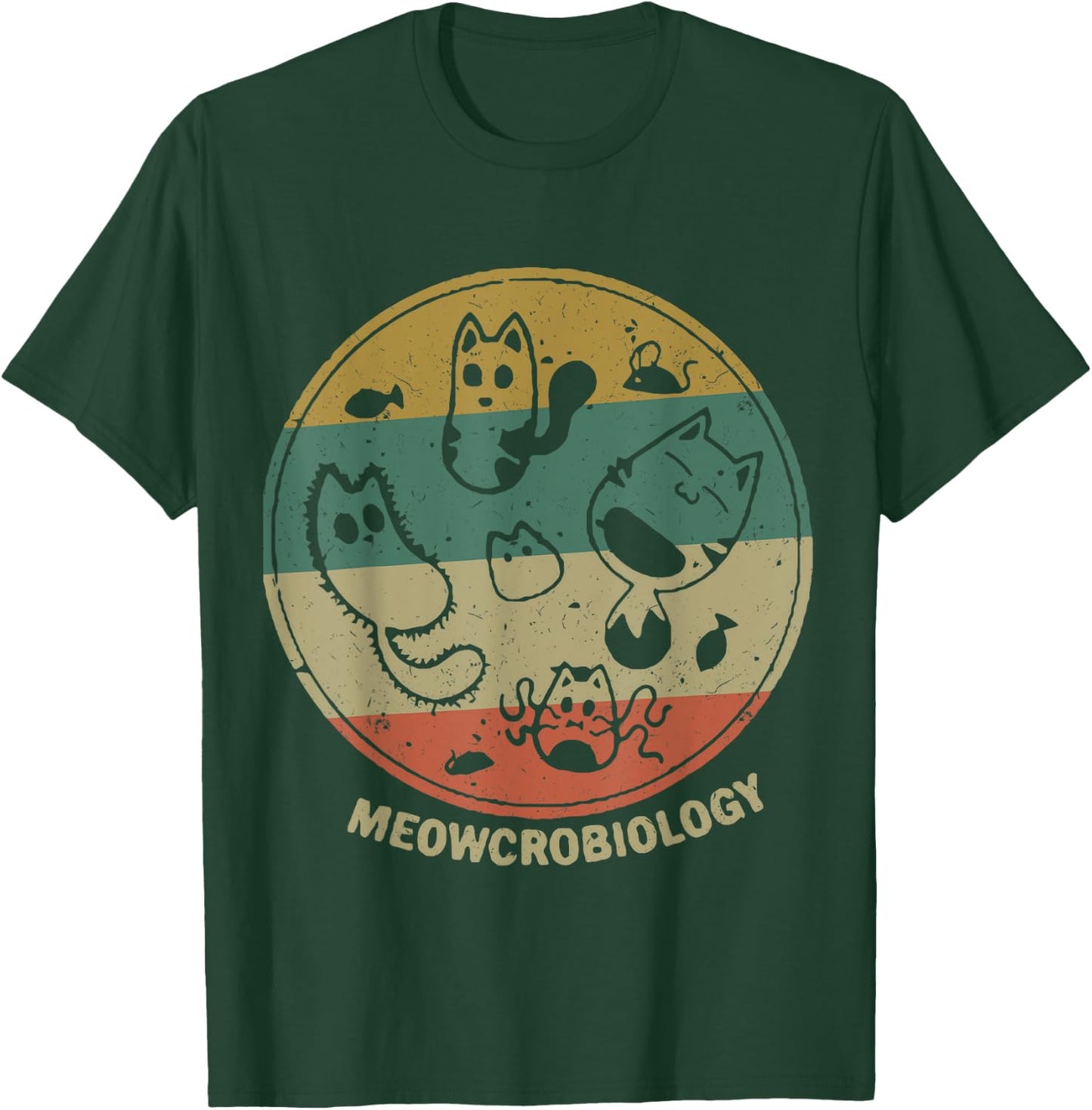 Meowcrobiology Microbiology Science Funny Cat Lover T-Shirt - T-Shirt | Forest