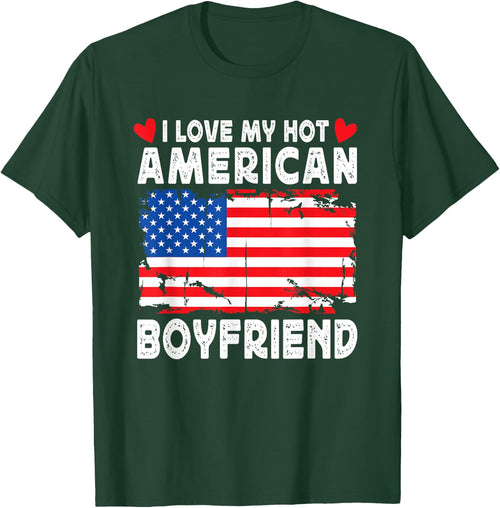 I Love My Hot American Boyfriend Couple America Flag