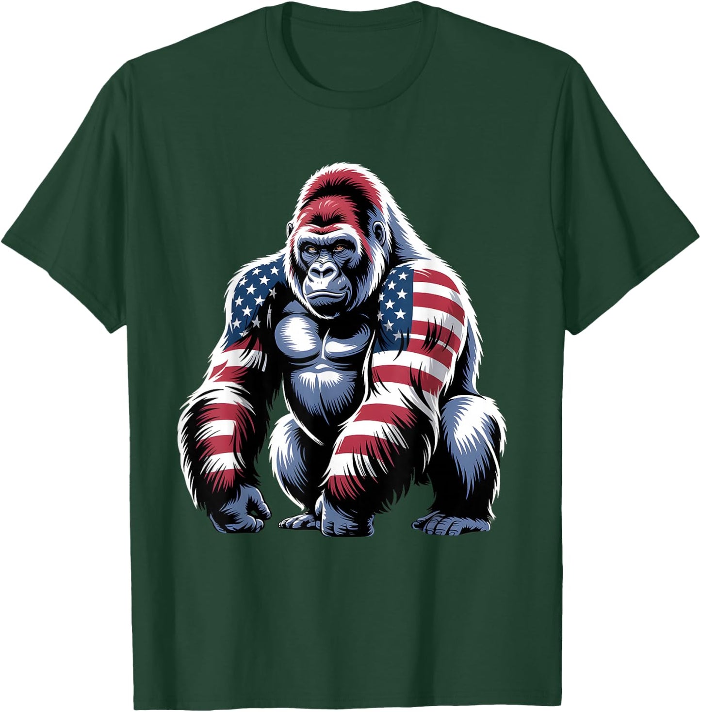 4th Of July Gorilla Lover USA American Flag Patriotic Funny T-Shirt - T-Shirt | Forest