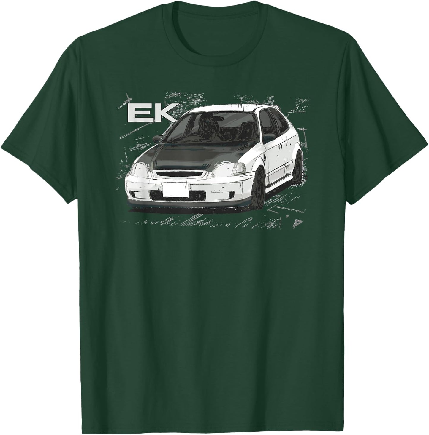 JDM Car EK SI Hatch Red Anime Style T-Shirt - T-Shirt | Forest