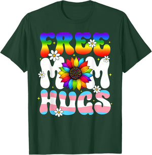 Free Hugs Rainbow Sunflower Pride LGBT Women Men T-Shirt - T-Shirt | Forest
