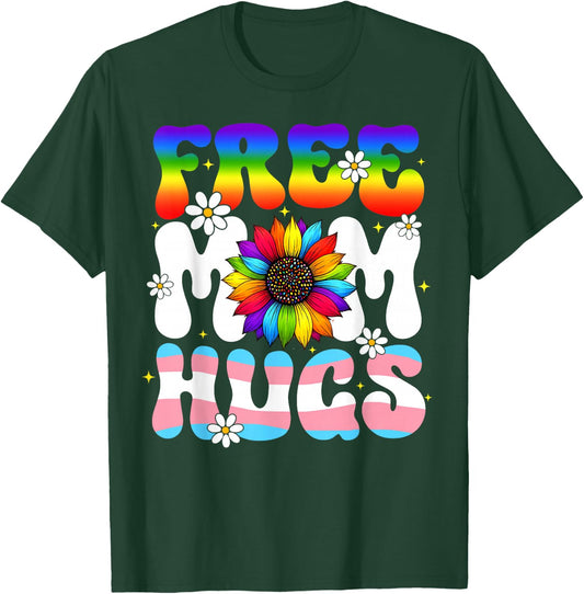 Free Hugs Rainbow Sunflower Pride LGBT Women Men T-Shirt - T-Shirt | Forest