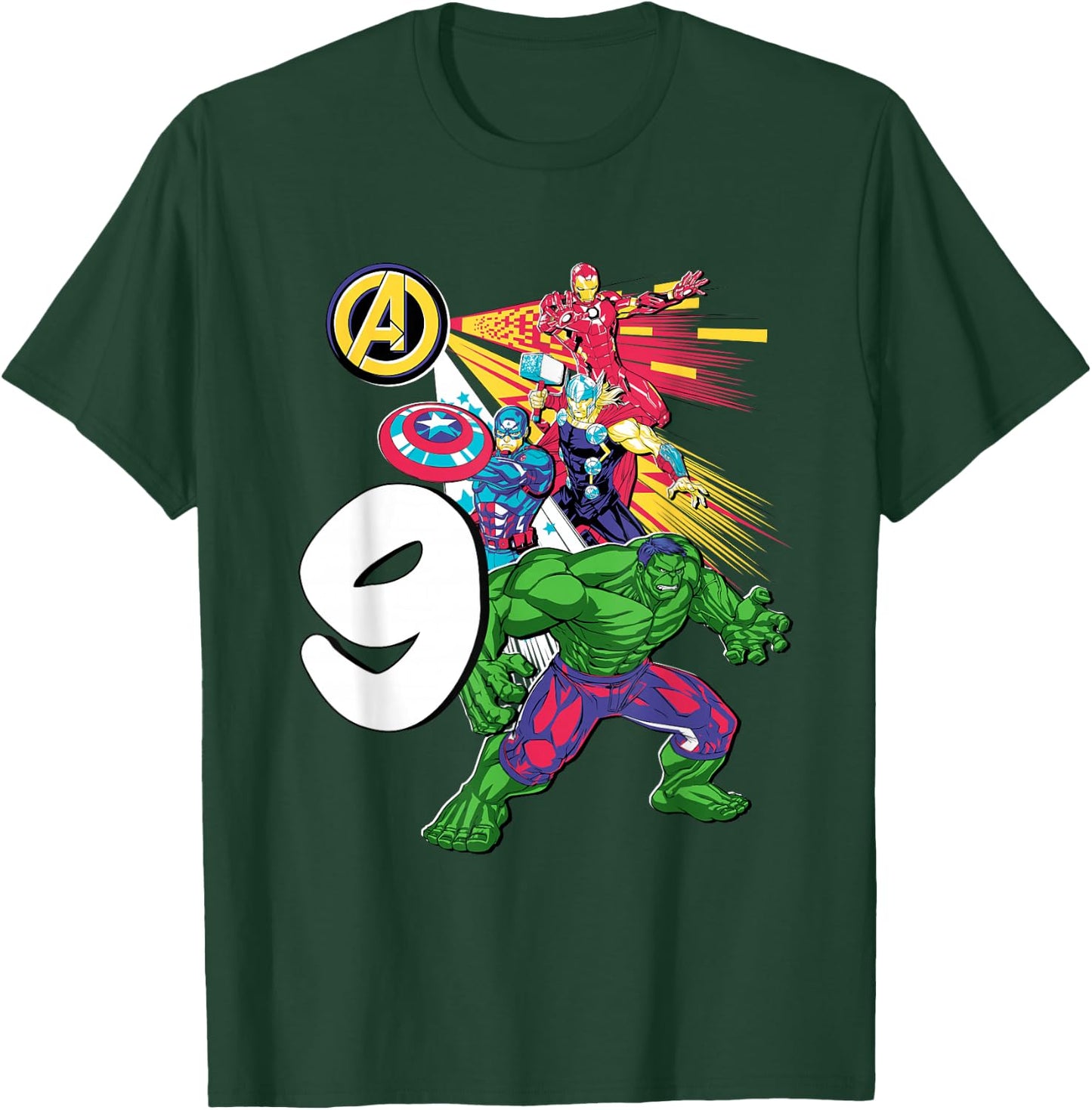 Marvel Super Heroes Avengers 9 Year Old Ninth Birthday T-Shirt - T-Shirt | Forest