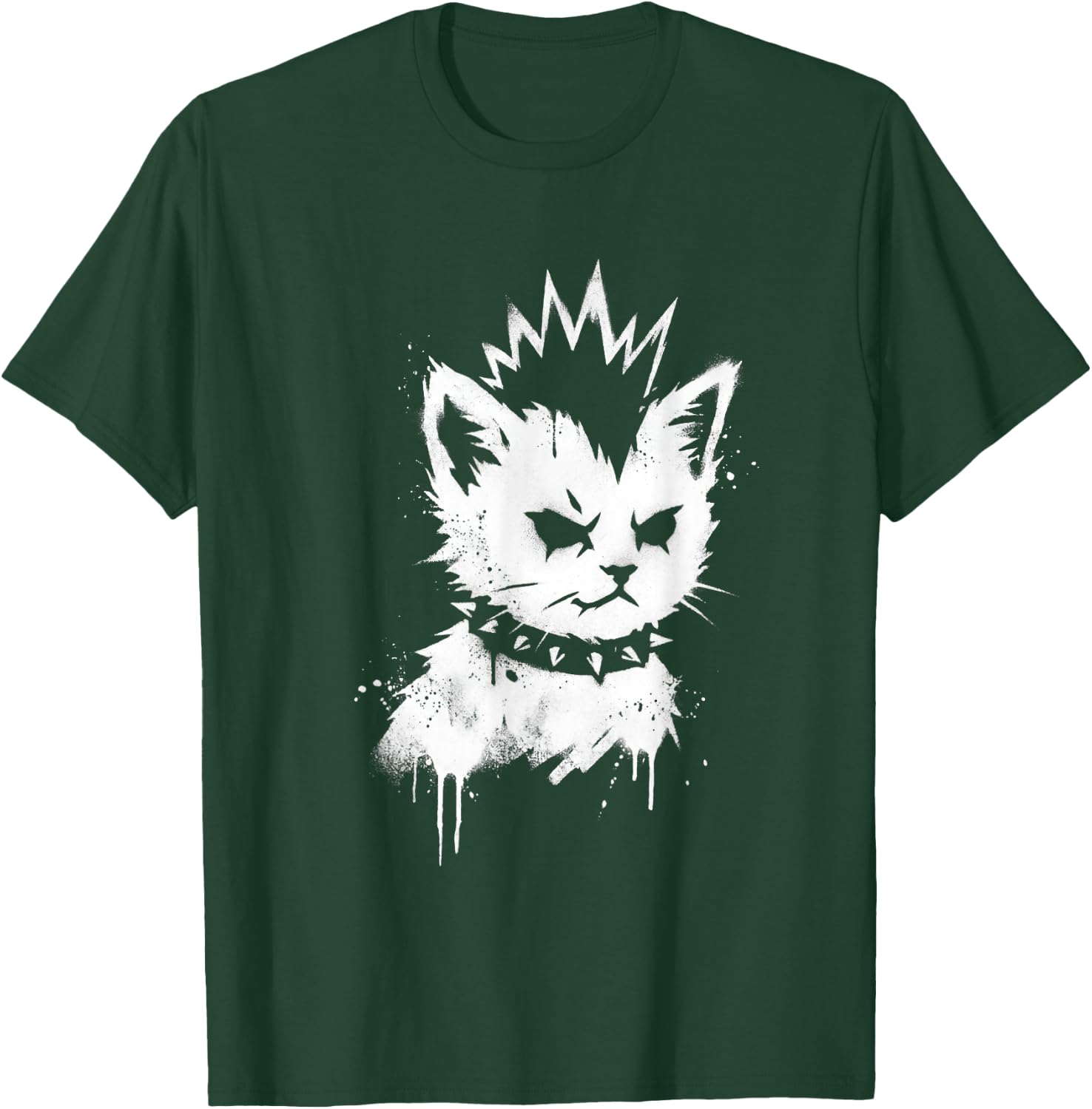 Punk Kitten Funny Mohawk Cat Rock Grunge Women Men T-Shirt - T-Shirt | Forest