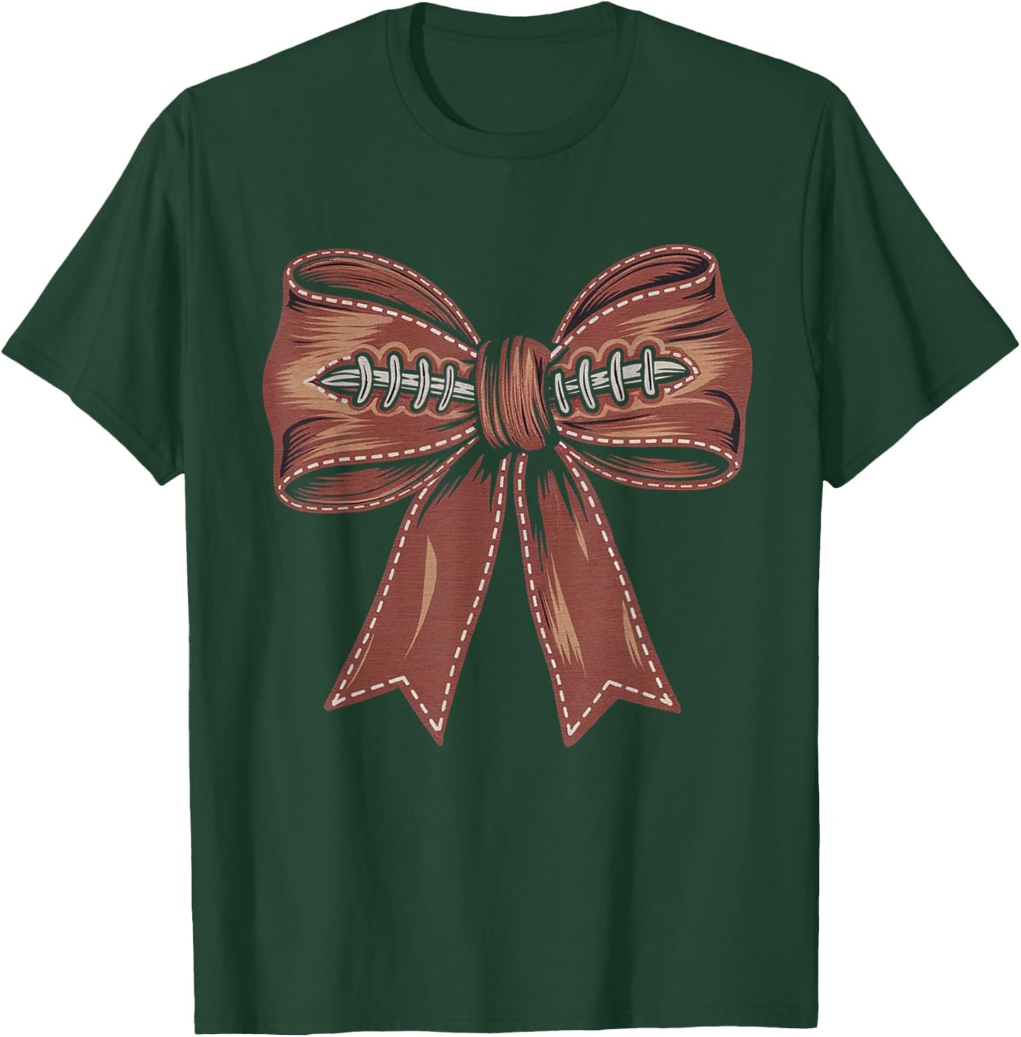 Coquette Bow Pumpkin American Football Autumn Thanksgiving T-Shirt - T-Shirt | Forest