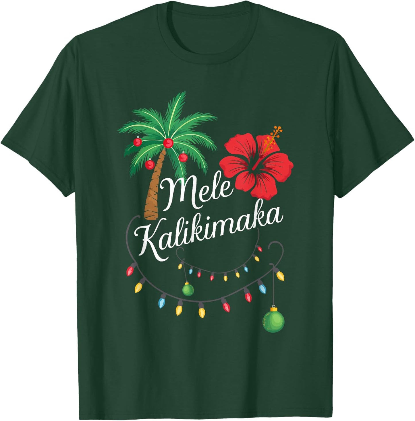 Mele Kalikimaka Hawaii Santa Hawaiian Merry Christmas Tree T-Shirt - T-Shirt | Forest