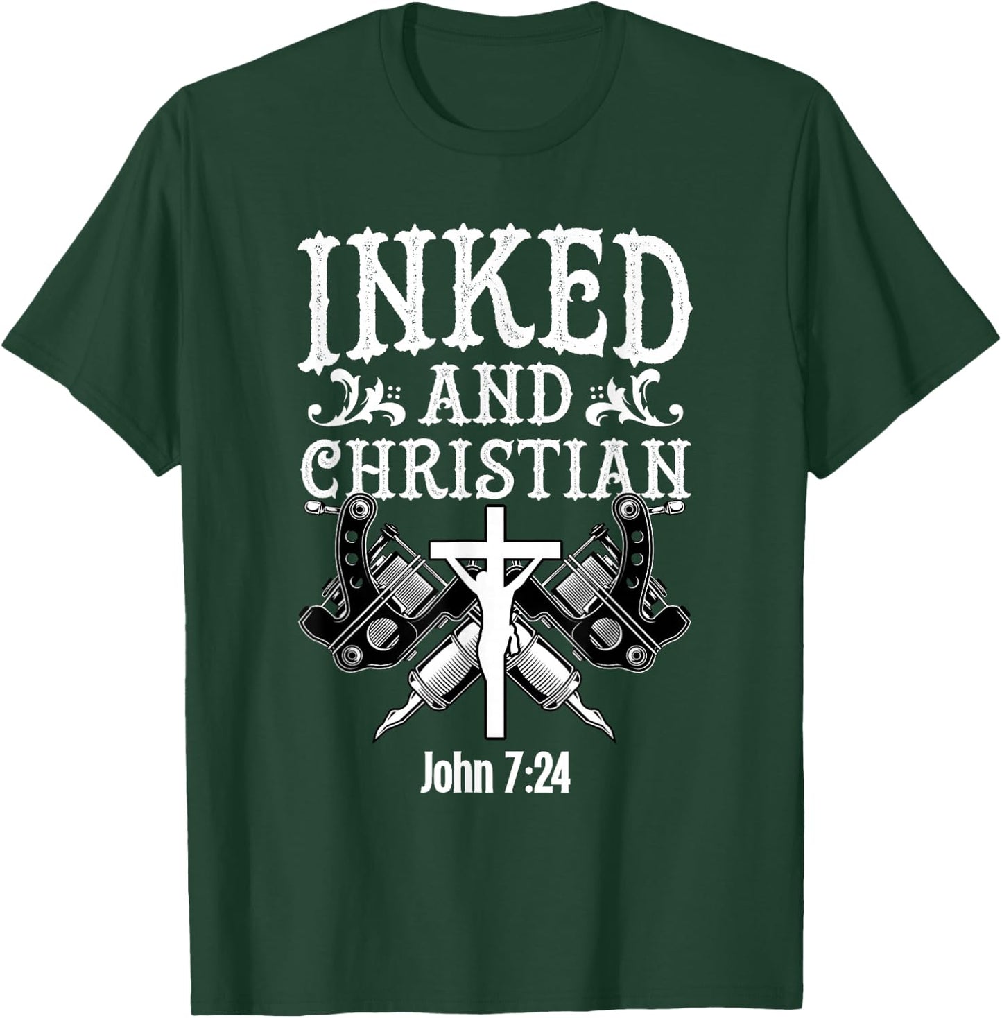 Inked And Christian Jesus Tattooed Women Ink Tattoo Lady T-Shirt - T-Shirt | Forest