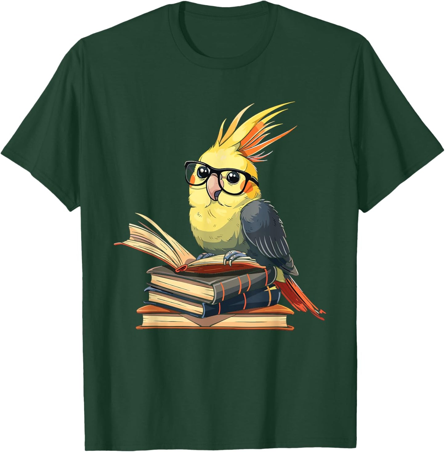 Cockatiel Reading Book Librarian Library T-Shirt - T-Shirt | Forest