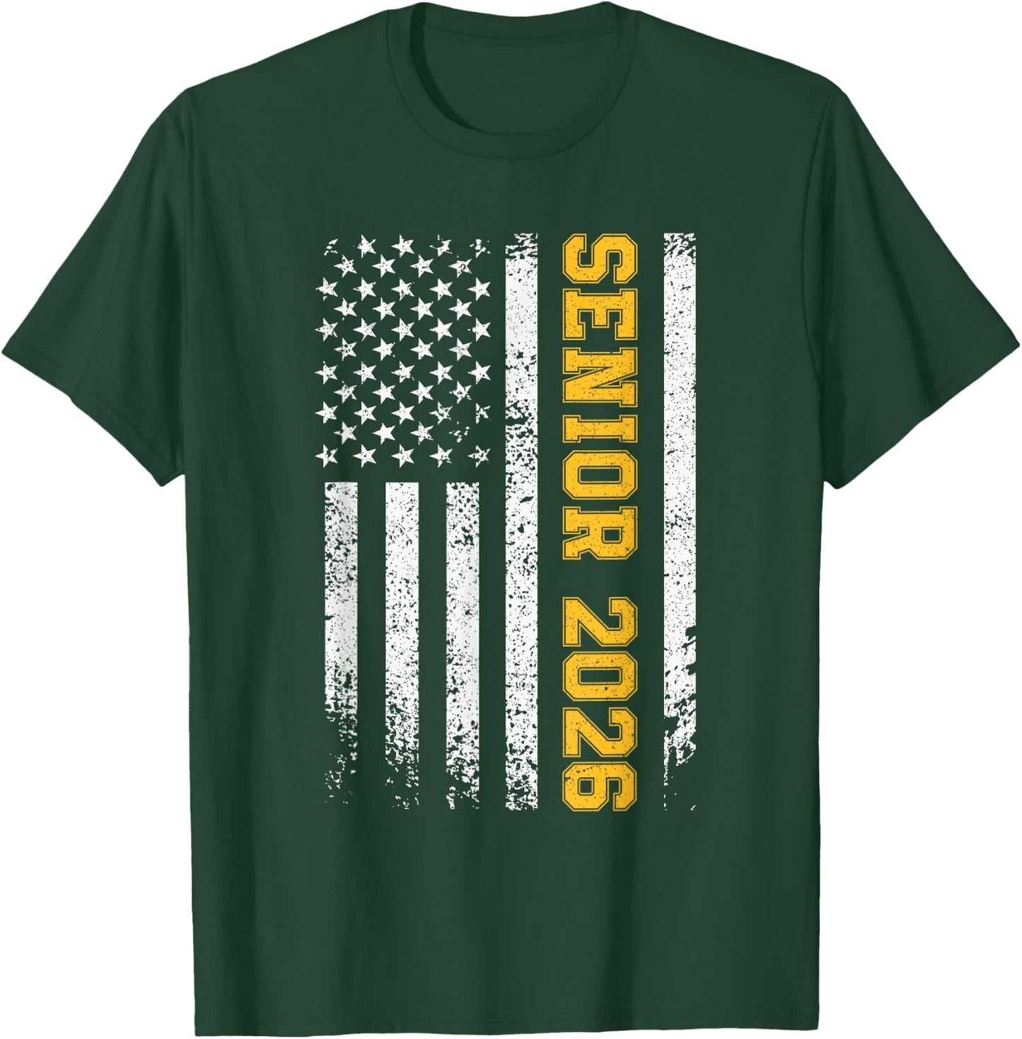 Senior 2026 American Flag USA Graduation Class of 2026 Kids Men T-Shirt - T-Shirt | Forest