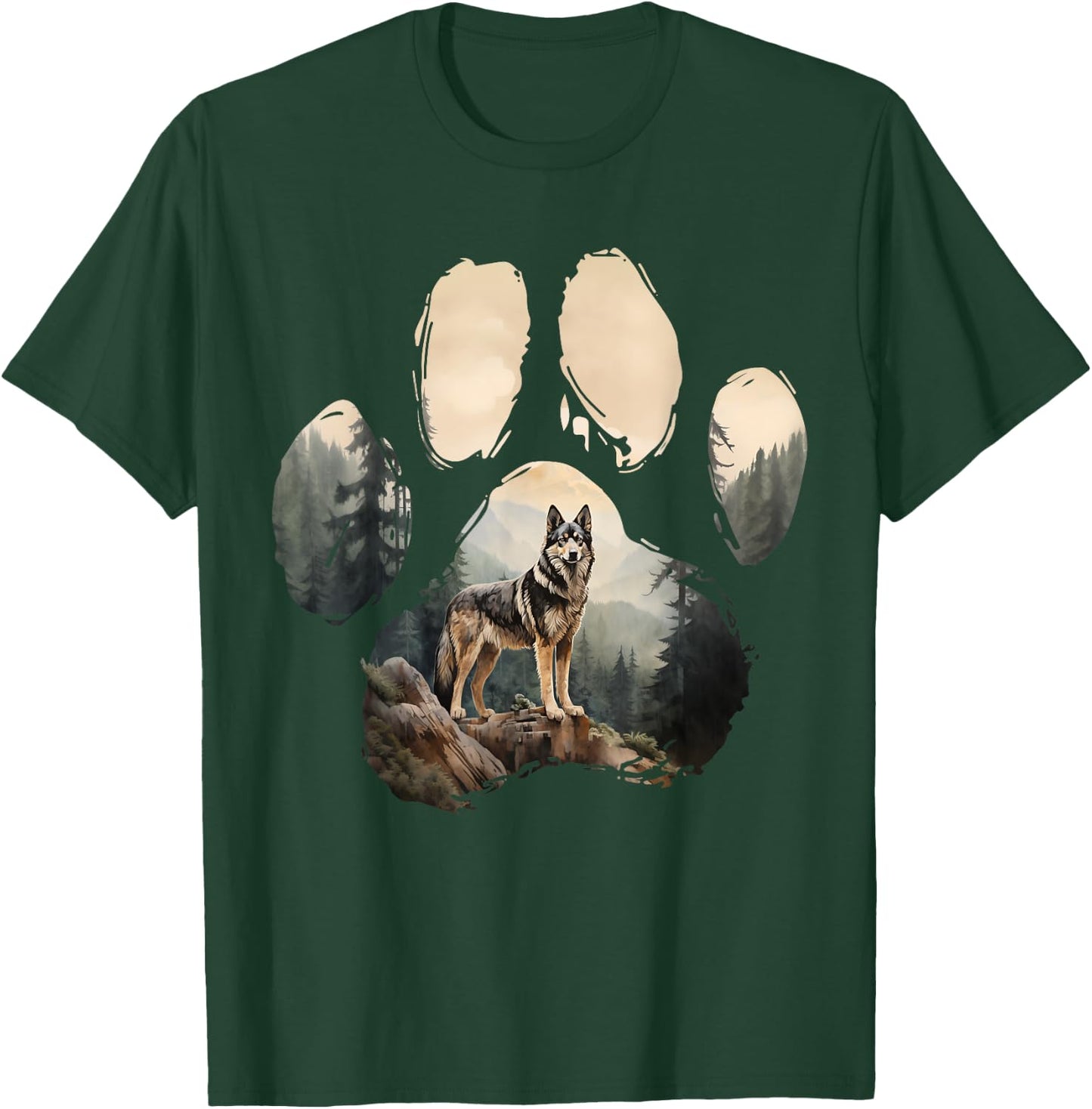 Shepsky Mountain Paw Design Dog Mom Dad T-Shirt - T-Shirt | Forest