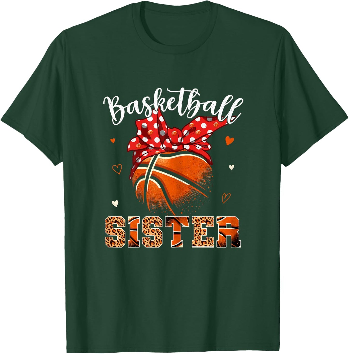 Basketball Sister Headband Leopard Sister Basketball Player T-Shirt - T-Shirt | Forest