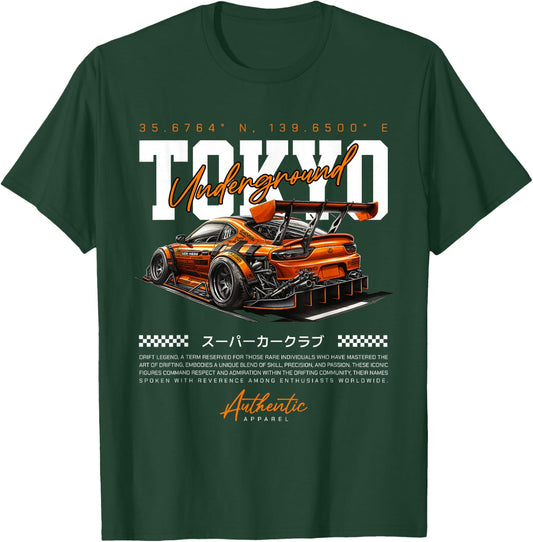Cool Retro Vintage Japanese JDM Tokyo Japan Drift Race Car T-Shirt - T-Shirt | Forest
