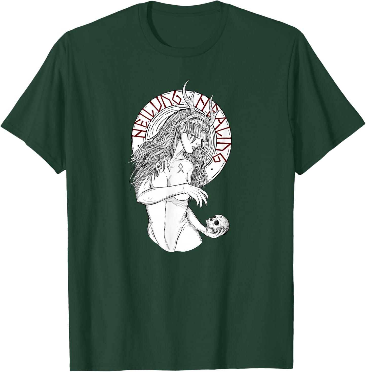Nordic Shaman girl heilung healing shirt T-Shirt - T-Shirt | Forest