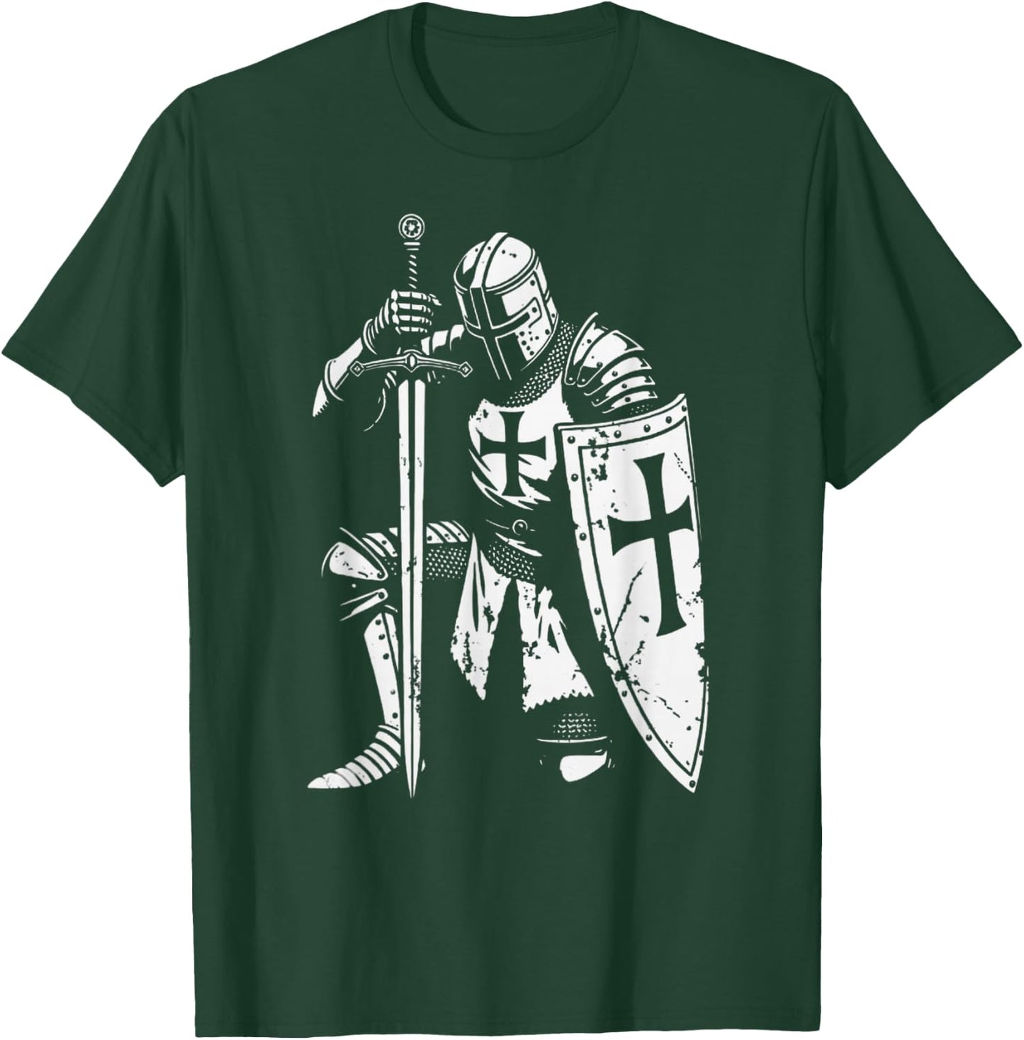 Vintage Holy Christian Knight T-Shirt - T-Shirt | Forest