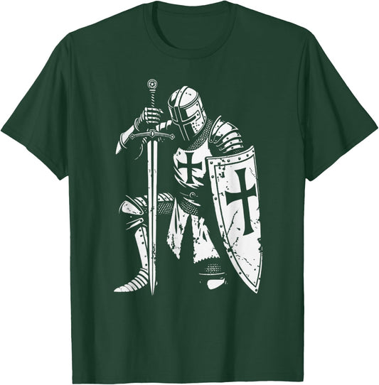 Vintage Holy Christian Knight T-Shirt - T-Shirt | Forest
