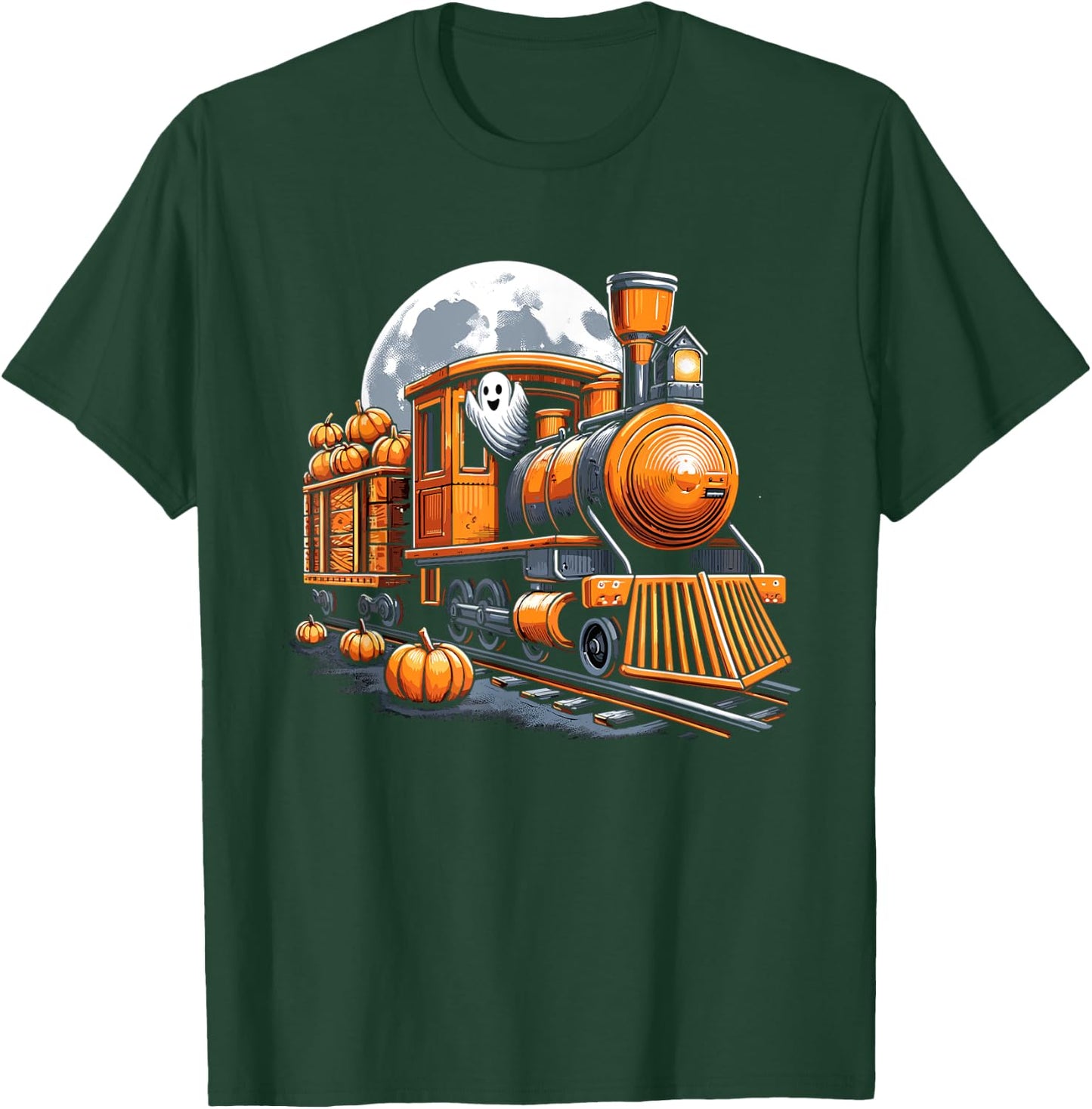 Halloween Train Funny Ghost Pumpkin For Kids T-Shirt - T-Shirt | Forest