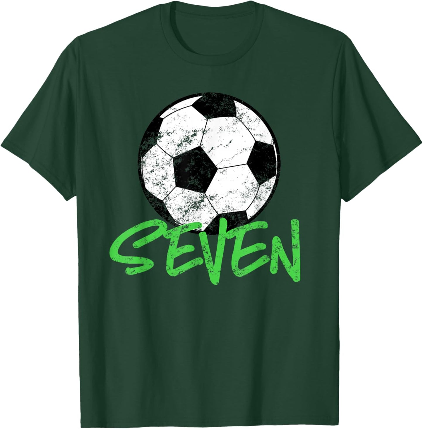 Soccer Player 7th Birthday Shirt | 7 Years Old Soccer Party T-Shirt - T-Shirt | Forest