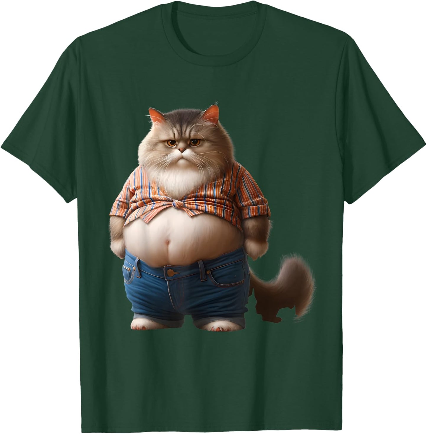 Funny Fat Cat Graphic Fat Kitten Design Chubby Cat Lover Men Women Girls Kids T-Shirt - T-Shirt | Forest