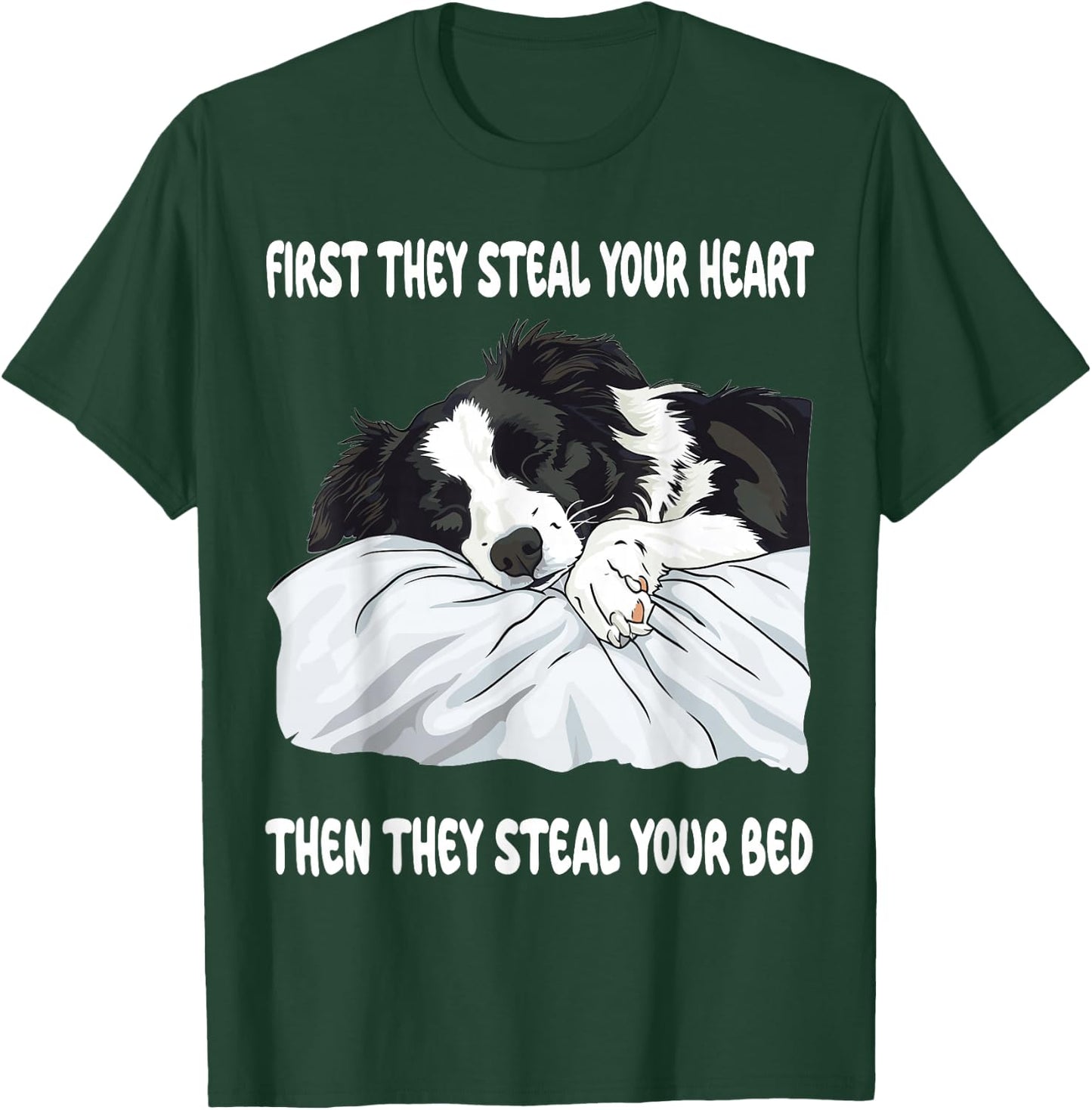 Border Collie Sleeping Pajamas Nightgown T-Shirt - T-Shirt | Forest