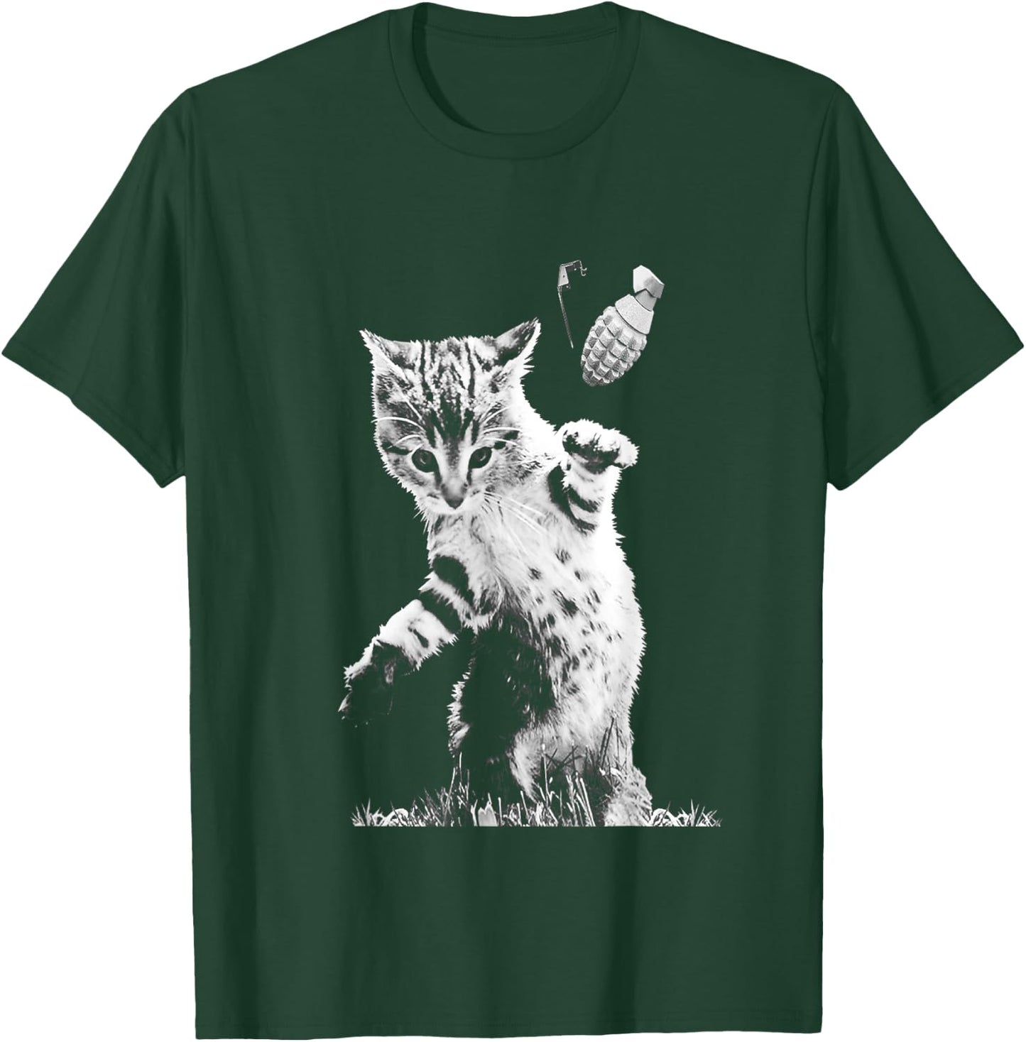 Cat Throwing Grenade Funny Kitty Cat Grenade Scene Cat Lover T-Shirt - T-Shirt | Forest