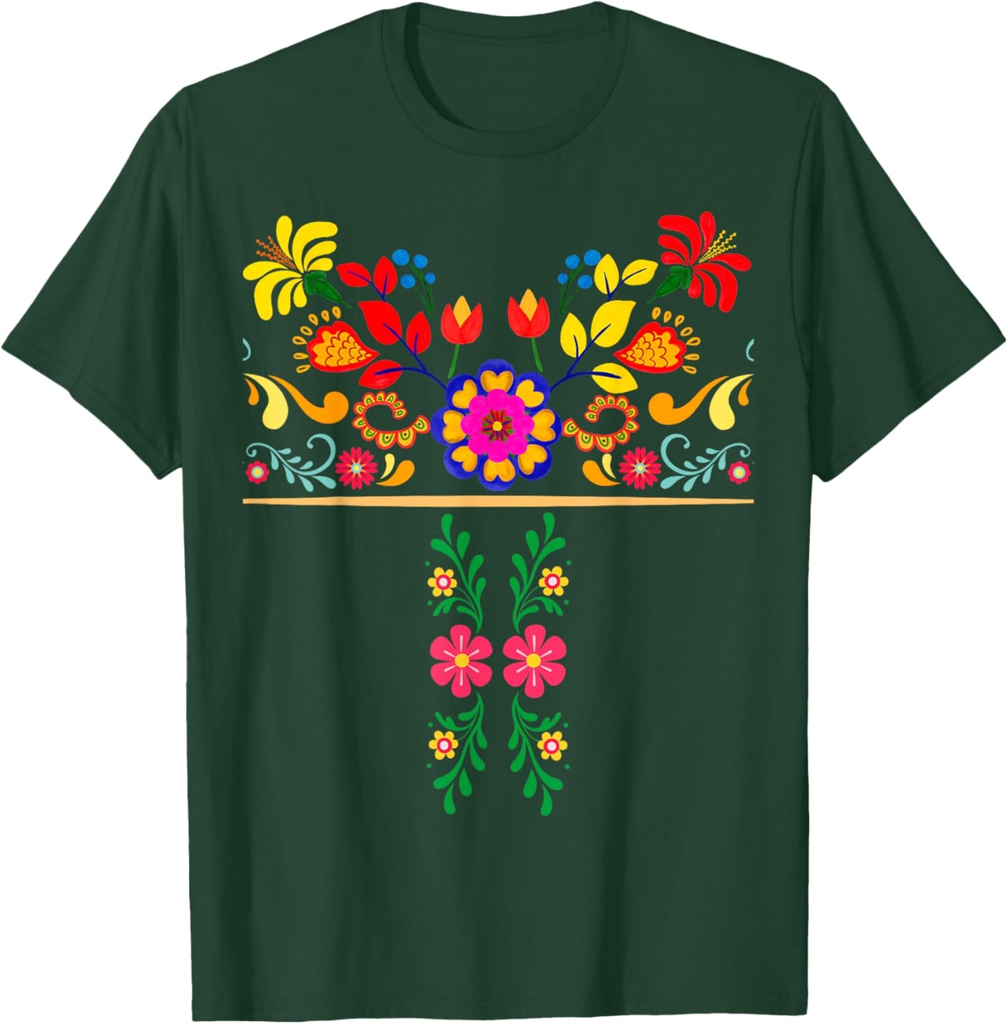 Traditional Mexican Flowers - Spanish Latina Mexican Pride T-Shirt - T-Shirt | Forest